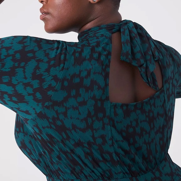 Lane Bryant Tie-Neck Open Back Midi Dress - Ikat Animal - Picture 3 of 7